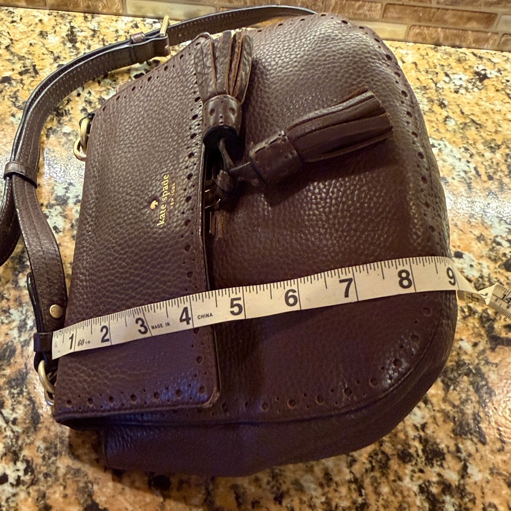 Kate Spade Dark Brown Pebbled Leather Crossbody Bag - Picture 9 of 11